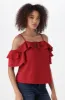 Gea Textured Peasant Top _ 151185 _ Red sold by Dunns
