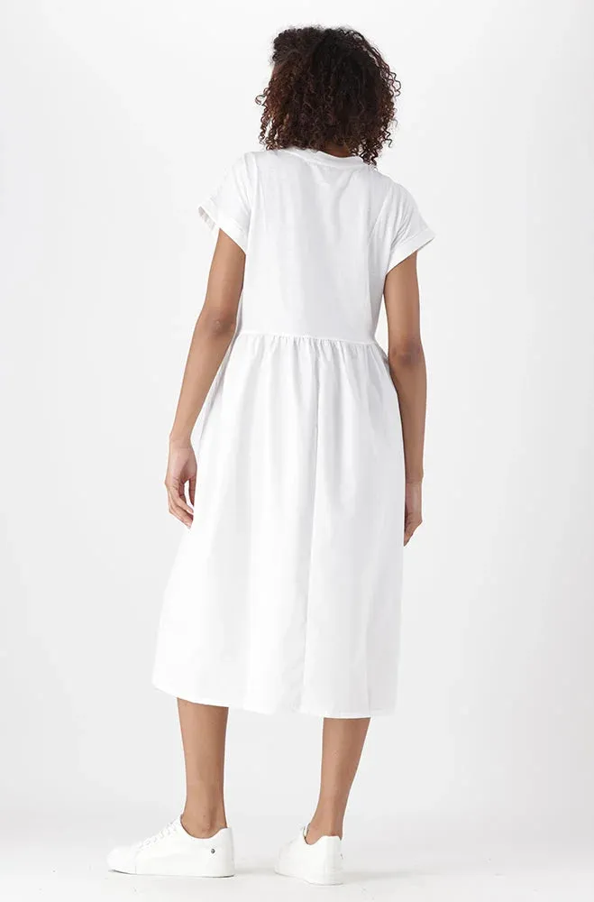 ANNA KNIT AND WOVEN COMBO DRESS _ 151320 _ White sold by Dunns product image thumbnail 4