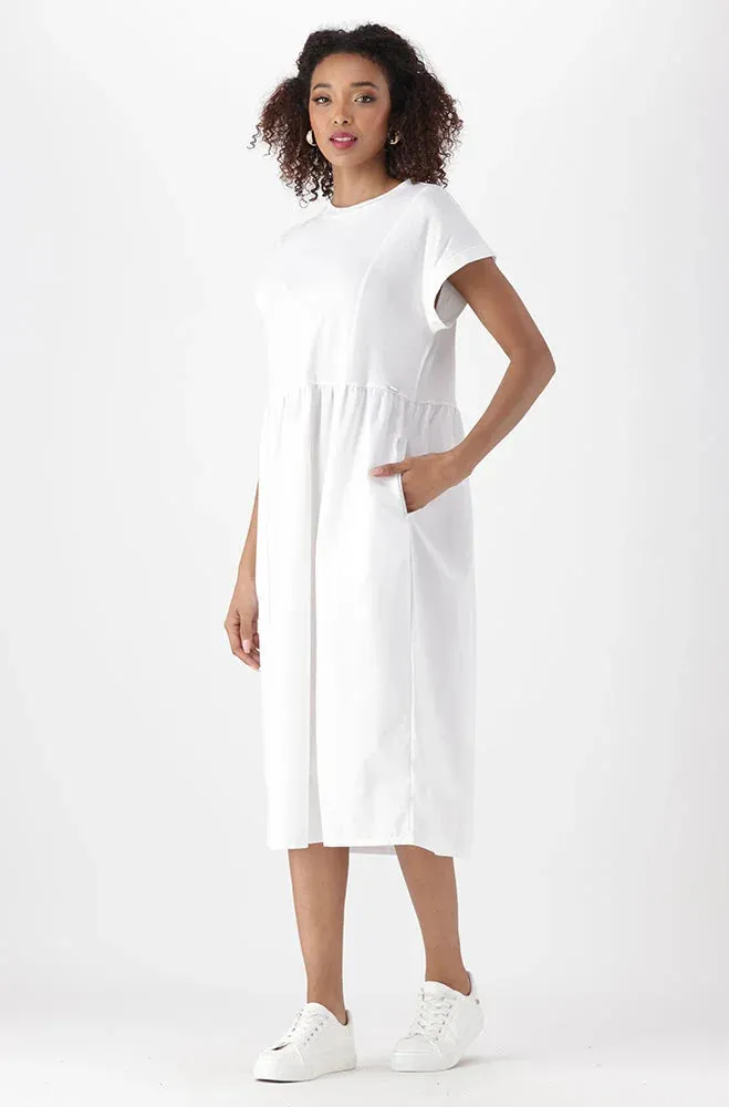 ANNA KNIT AND WOVEN COMBO DRESS _ 151320 _ White sold by Dunns product image thumbnail 3