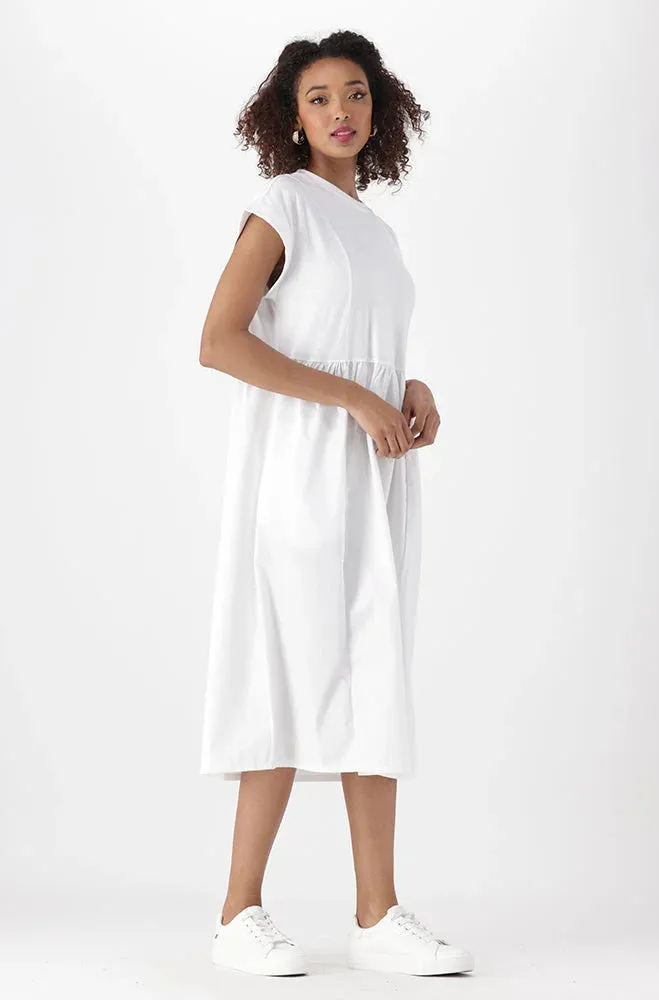 ANNA KNIT AND WOVEN COMBO DRESS _ 151320 _ White sold by Dunns product image thumbnail 2