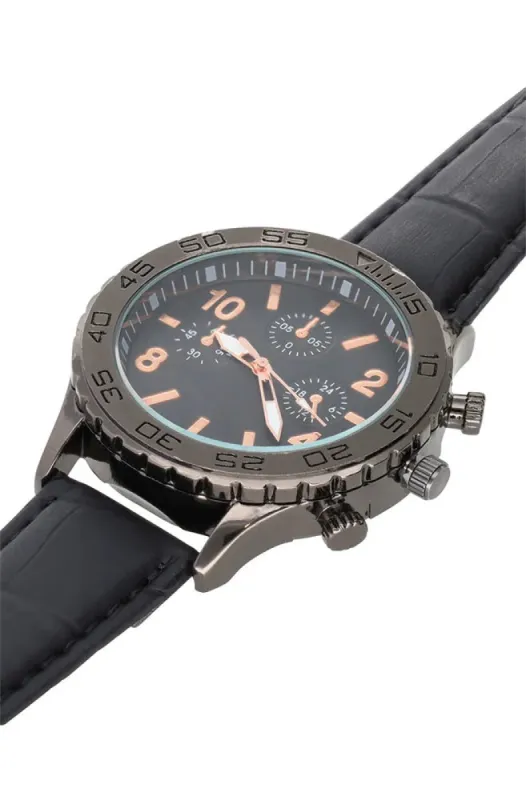 Kevin Croc Strap Watch _ 152109 _ Black sold by Dunns