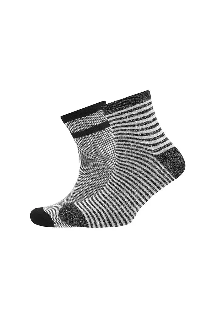 Stripe Glitter Design Socks 2pk _ 152719 _ Black sold by Dunns
