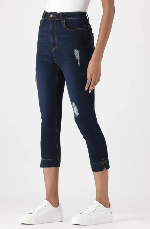 Lara High Rise Cropped Denim _ 151395 _ Dark Wash sold by Dunns