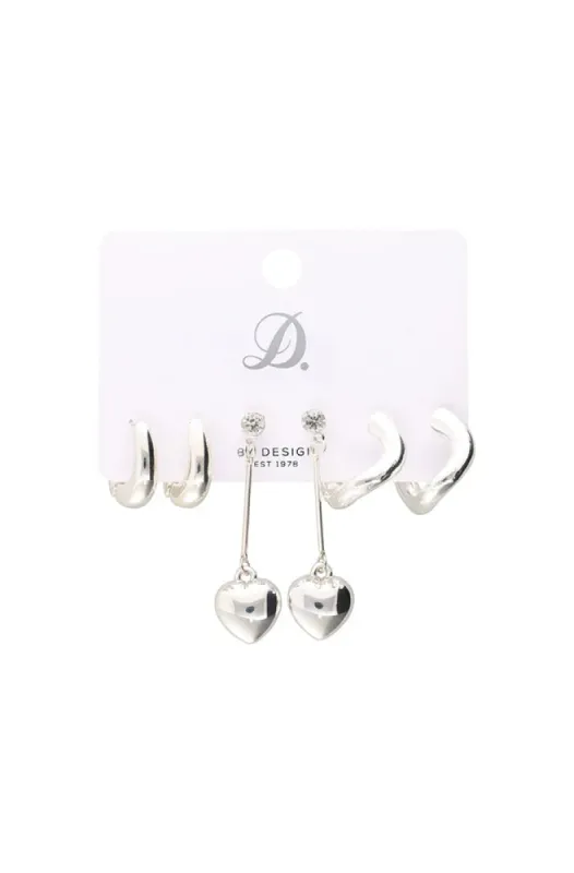 Stephanie 3 Pack Earrings _ 151412 _ Silver sold by Dunns