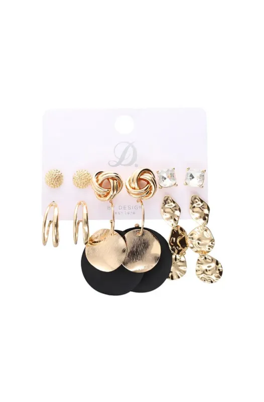 Sabrina 6 Pack Earrings _ 151405 _ Gold sold by Dunns