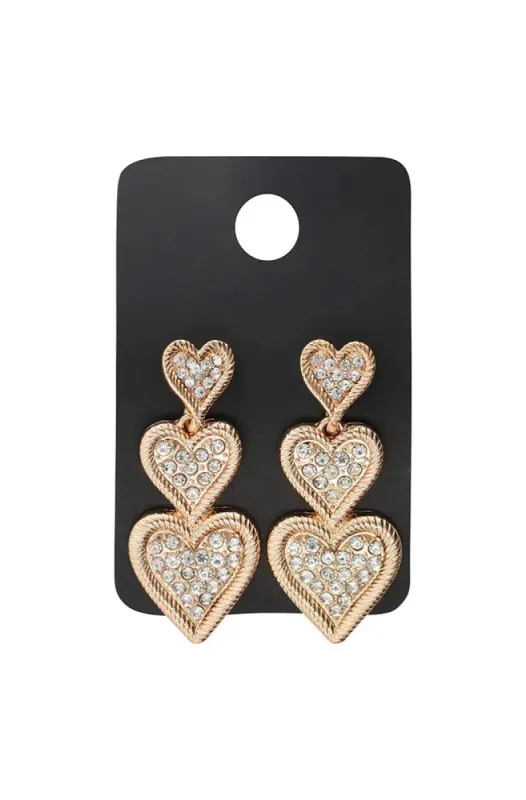 Ayana Heart Diamante Drop Earrings _ 151888 _ Gold sold by Dunns