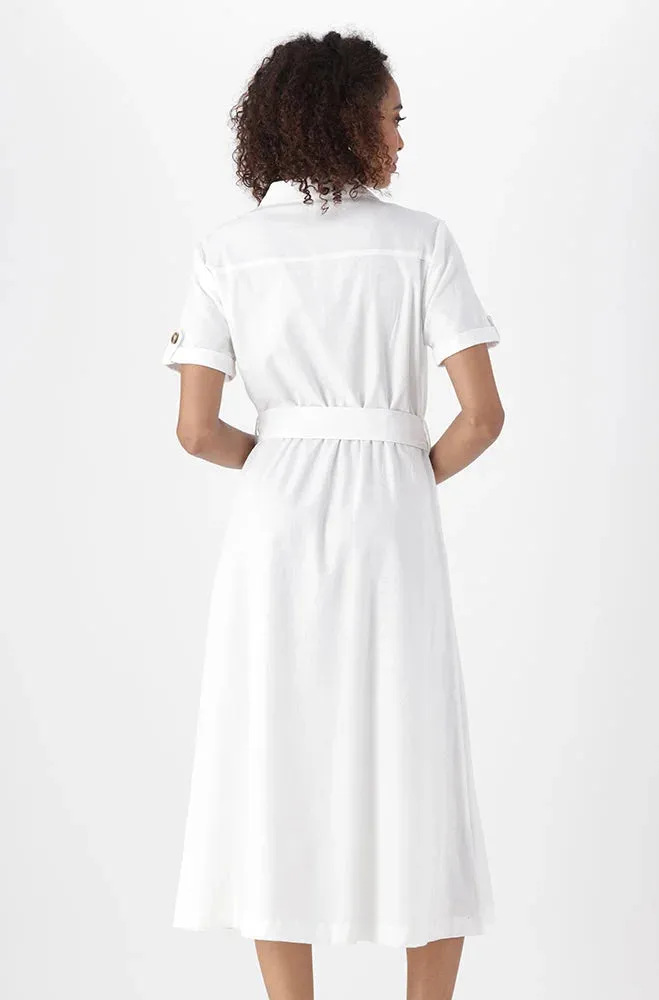 Sara Shirt Linen Blend Dress _ 151281 _ White sold by Dunns product image thumbnail 3