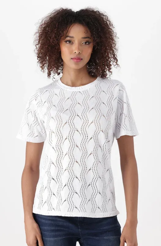 Annette Textured Top _ 150660 _ White sold by Dunns