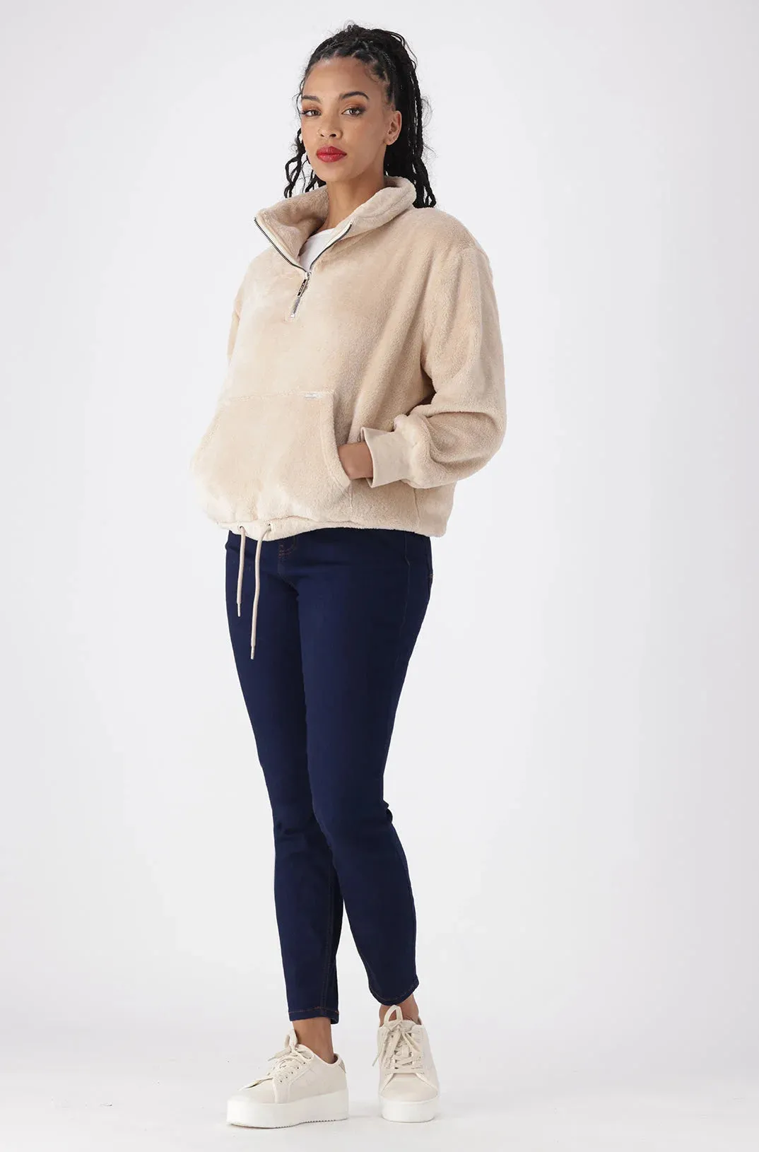 Emma Fluffy Quarter Zip Top _ 147800 _ Natural sold by Dunns product image thumbnail 5