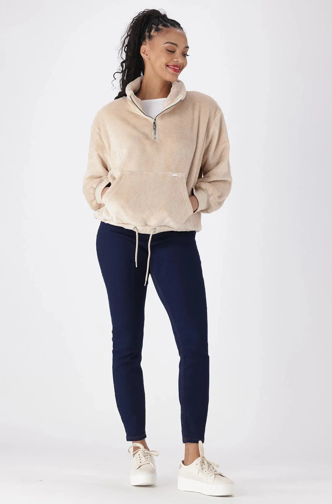 Emma Fluffy Quarter Zip Top _ 147800 _ Natural sold by Dunns product image thumbnail 4