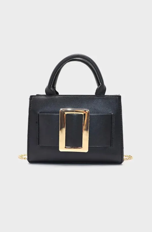 Mandy Gold Buckle Bag _ 150040 _ Black sold by Dunns