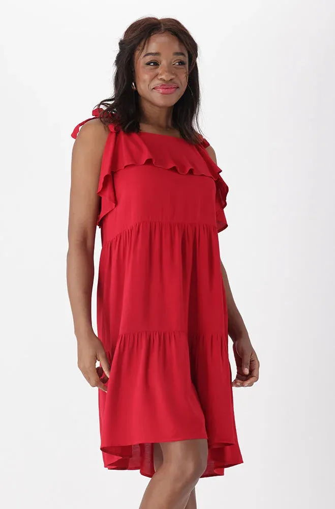 Carla Tiered Dress _ 151176 _ Red sold by Dunns