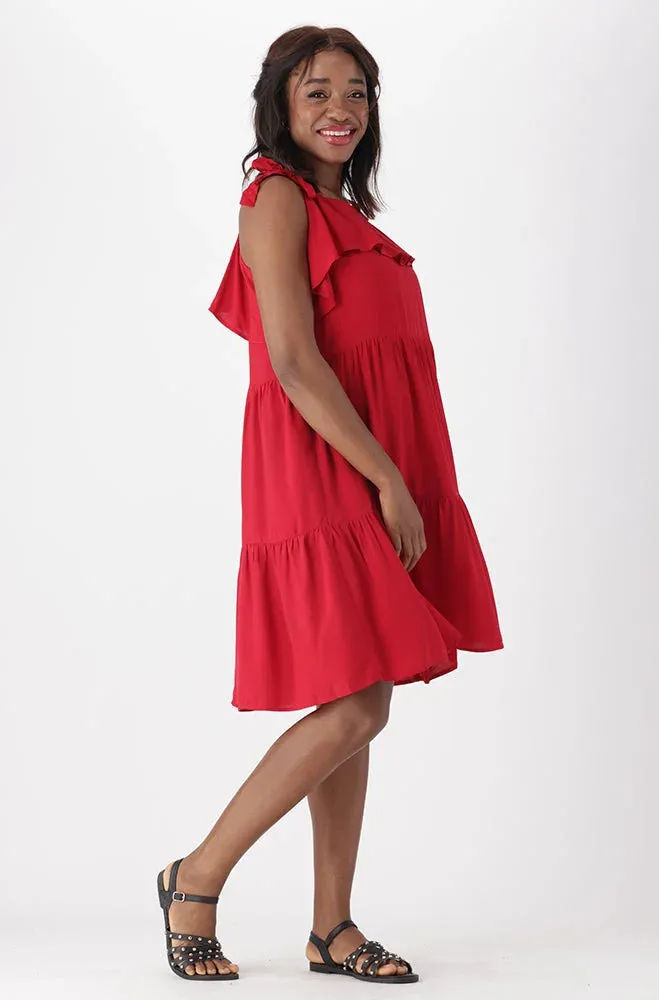Carla Tiered Dress _ 151176 _ Red sold by Dunns product image thumbnail 5
