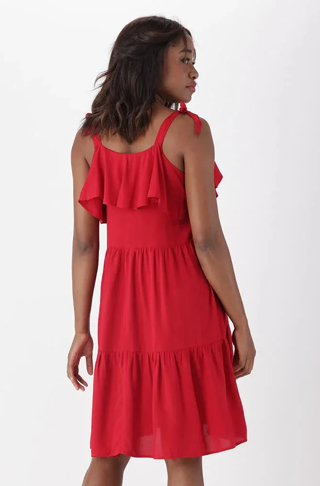 Carla Tiered Dress _ 151176 _ Red sold by Dunns product image thumbnail 3