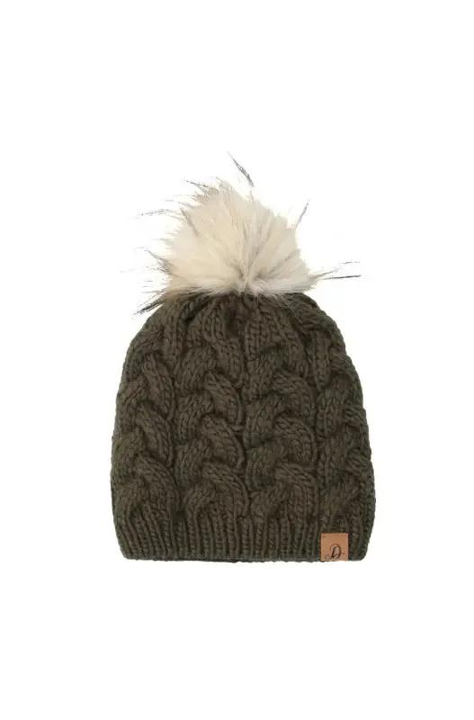 KERI POMPOM CABLE BEANIE sold by Dunns