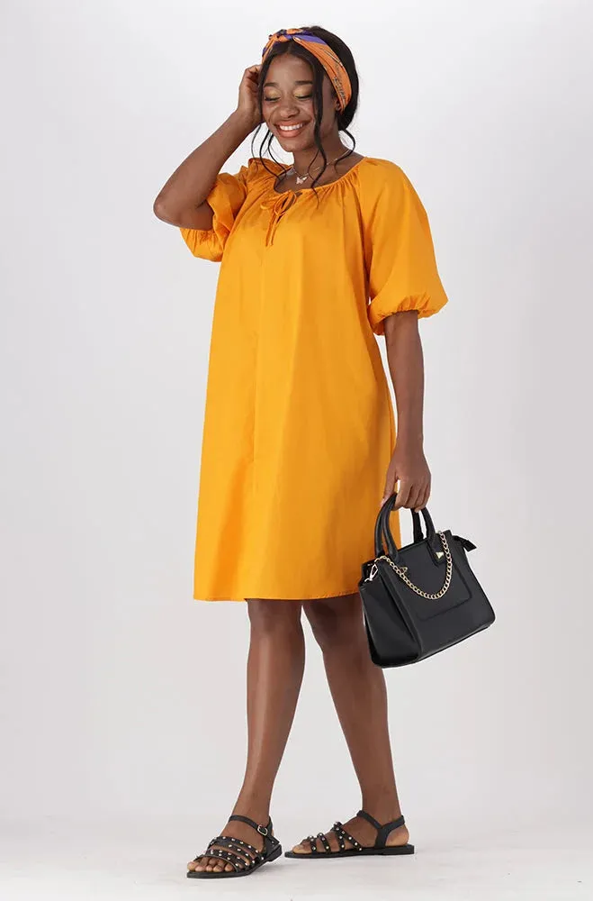 Kiara Poplin Puff Sleeve Dress _ 150513 _ Orange sold by Dunns product image thumbnail 5