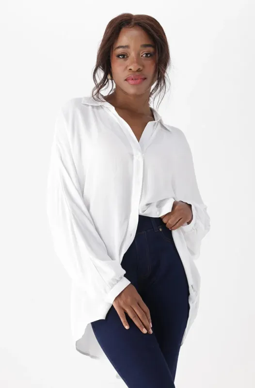 Danika Chrinckled Viscose Shirt _ 151269 _ White sold by Dunns