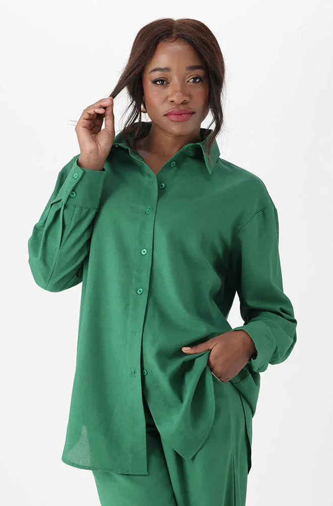 Kate Linen Blend Shirt _ 150365 _ Green sold by Dunns product image thumbnail 2