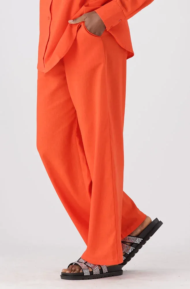 Kate Linen Blend Wide Leg Pants _ 150220 _ Orange sold by Dunns product image thumbnail 2