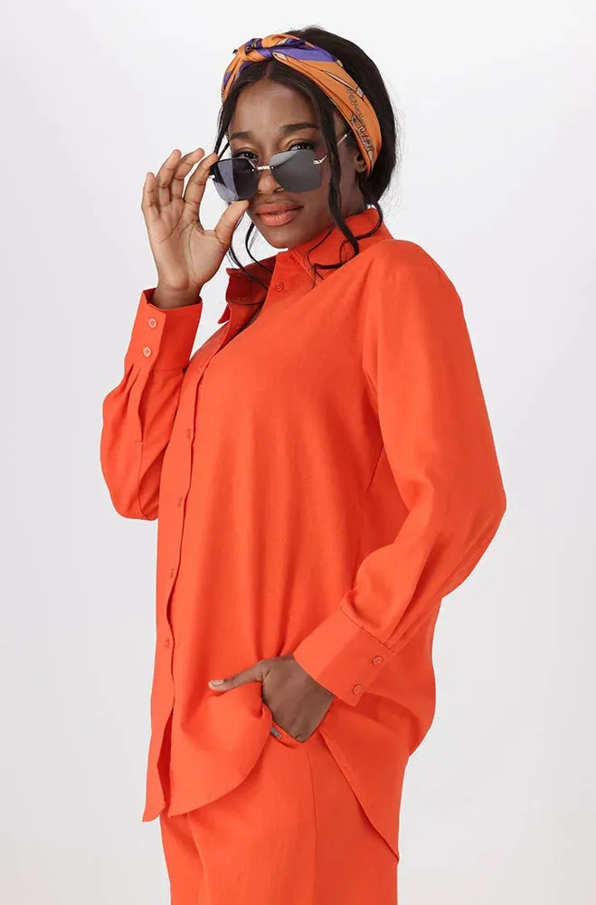 Kate Linen Blend Shirt _ 150364 _ Orange sold by Dunns product image thumbnail 2