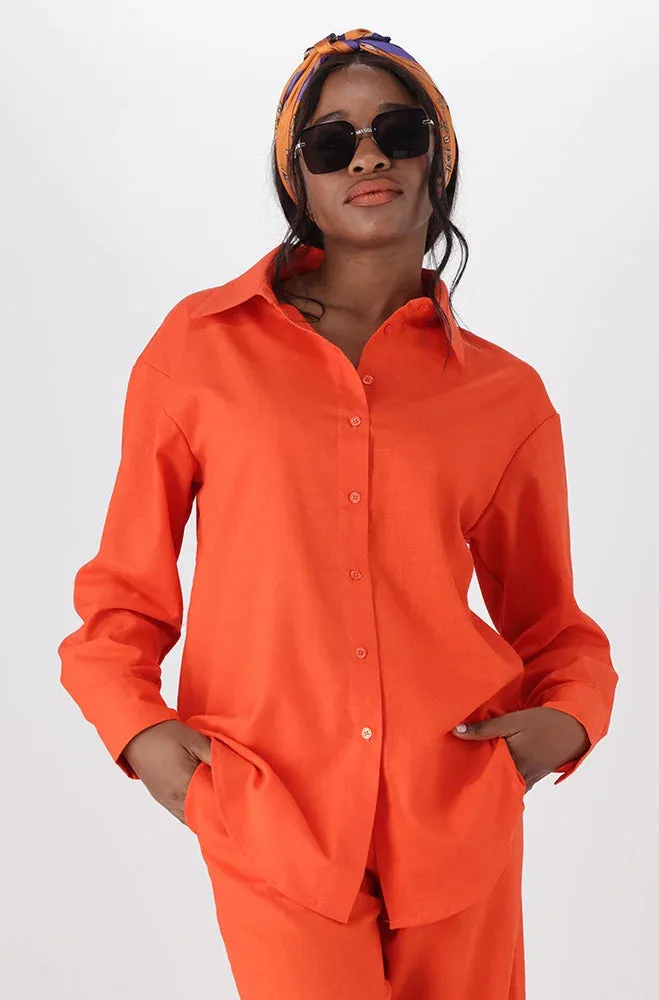 Kate Linen Blend Shirt _ 150364 _ Orange sold by Dunns