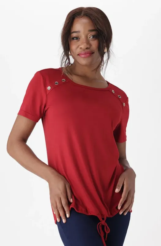 Kim Drawcord Tee _ 150312 _ Red sold by Dunns