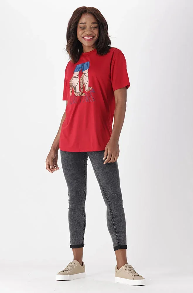 Jade Graphic Print Boyfriend Tee _ 150865 _ Red sold by Dunns product image thumbnail 4
