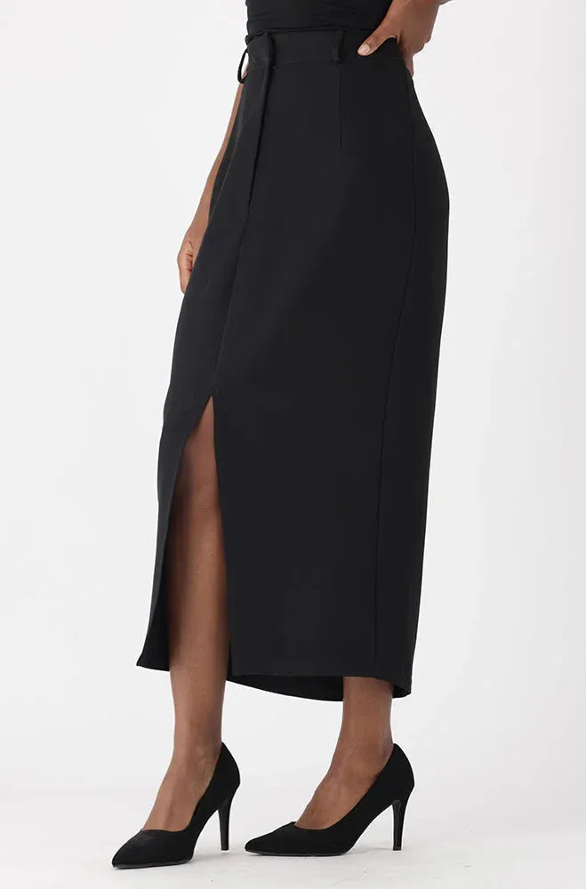 Taslin Front Slit Skirt _ 151301 _ Black sold by Dunns product image thumbnail 2