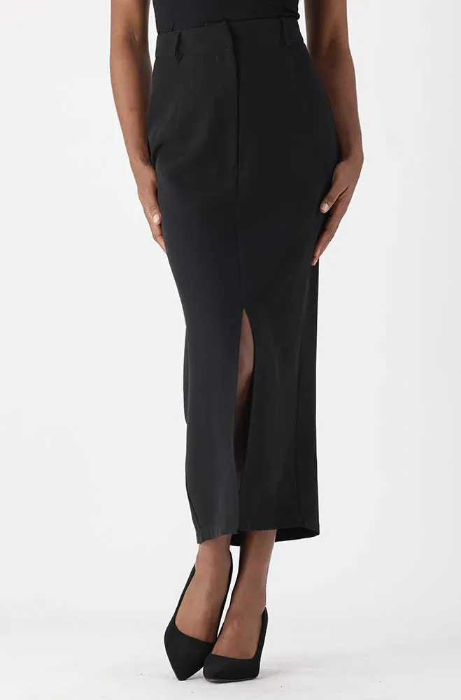 Taslin Front Slit Skirt _ 151301 _ Black sold by Dunns