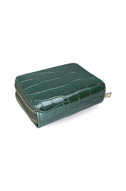 Megan Croc Double Zip Purse _ 151480 _ Green sold by Dunns