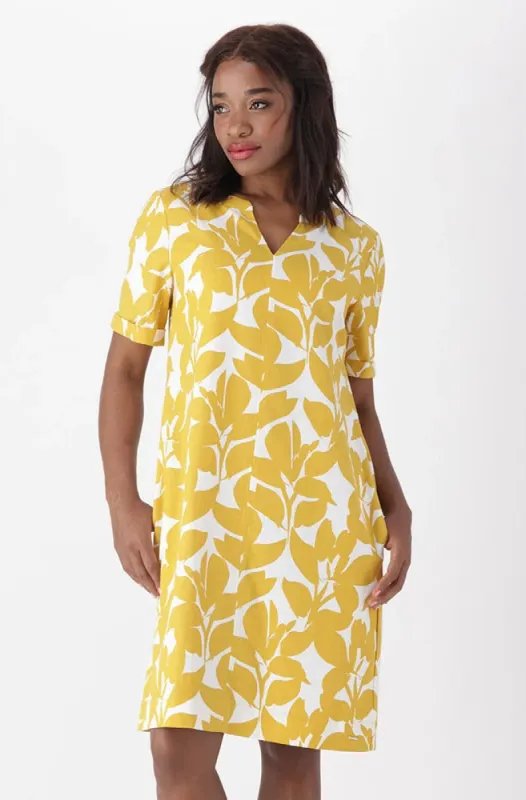 Penelope  Linen Shift Dress _ 151267 _ Ocre sold by Dunns