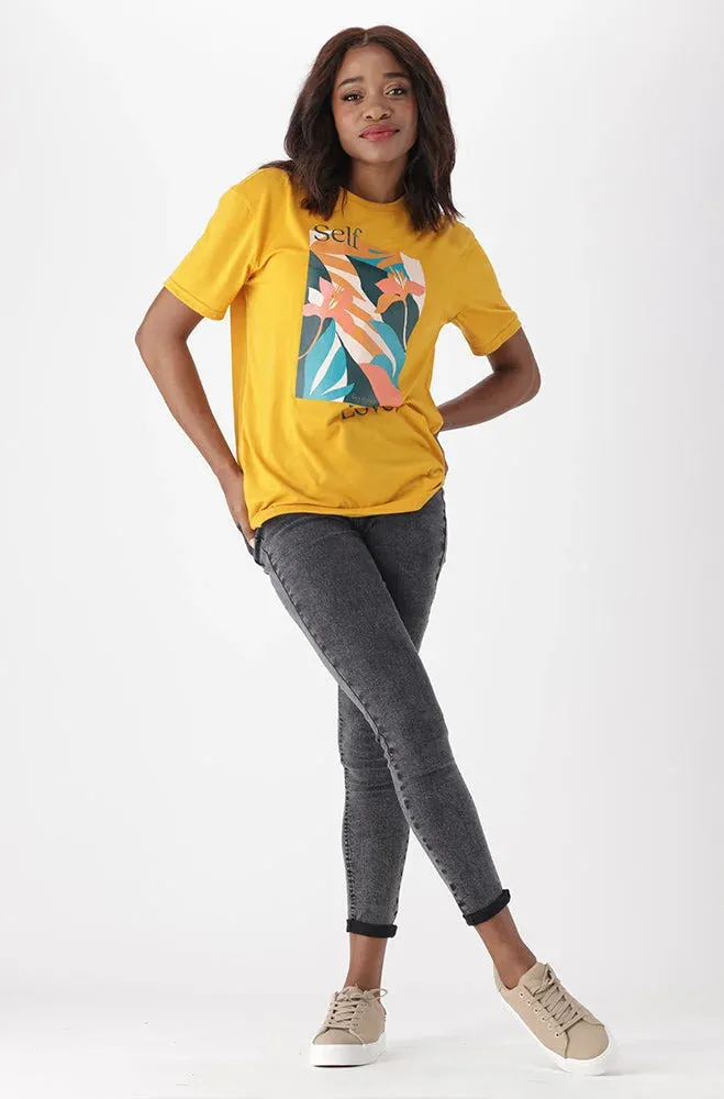 Jade Graphic Print Boyfriend Tee _ 150863 _ Ocre sold by Dunns product image thumbnail 4