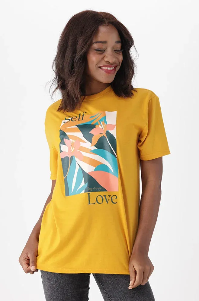 Jade Graphic Print Boyfriend Tee _ 150863 _ Ocre sold by Dunns