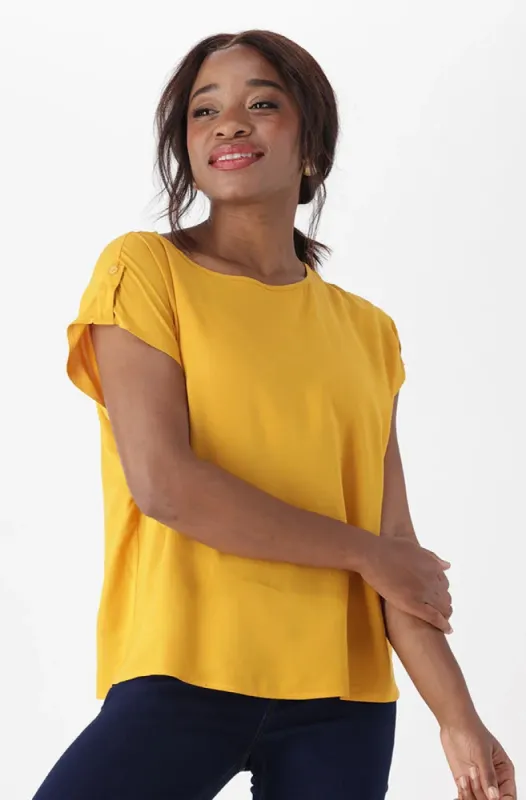 Rose Boxy Top _ 151262 _ Ocre sold by Dunns