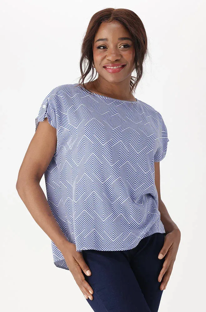 Rose Boxy Top _ 151261 _ Blue sold by Dunns