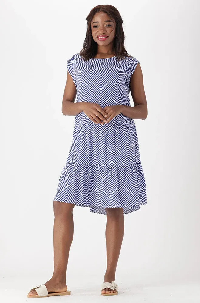 Kiara Shift Tiered Dress _ 151172 _ Blue sold by Dunns product image thumbnail 4