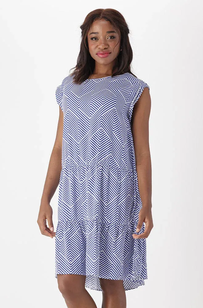 Kiara Shift Tiered Dress _ 151172 _ Blue sold by Dunns