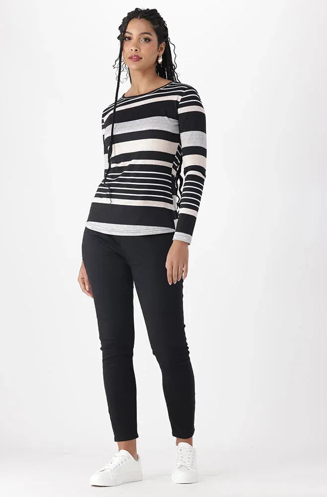 Zizie Stripe Long Sleeve Top _ 155476 _ Multi sold by Dunns product image thumbnail 4
