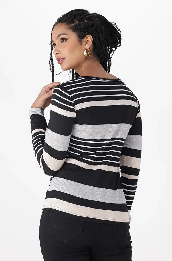 Zizie Stripe Long Sleeve Top _ 155476 _ Multi sold by Dunns product image thumbnail 3
