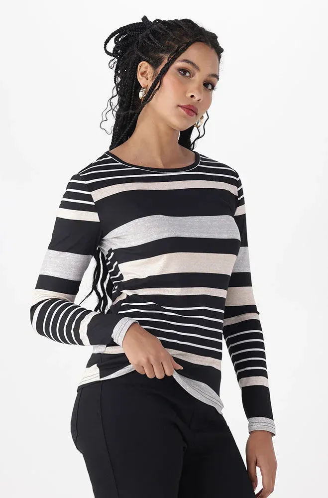 Zizie Stripe Long Sleeve Top _ 155476 _ Multi sold by Dunns product image thumbnail 2