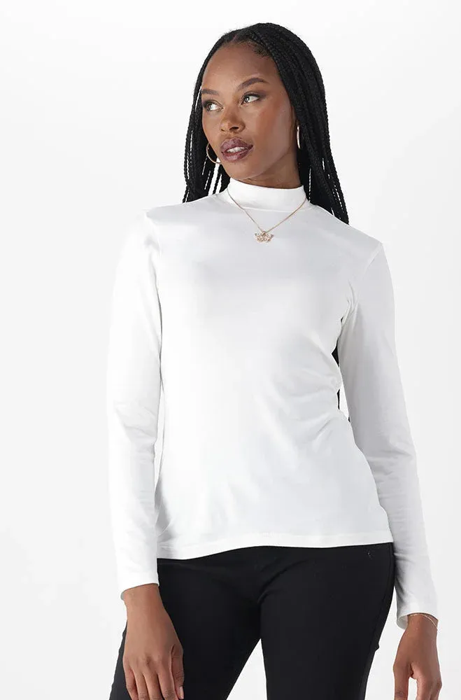 Tia Turtle Neck Top _ 148814 _ White sold by Dunns