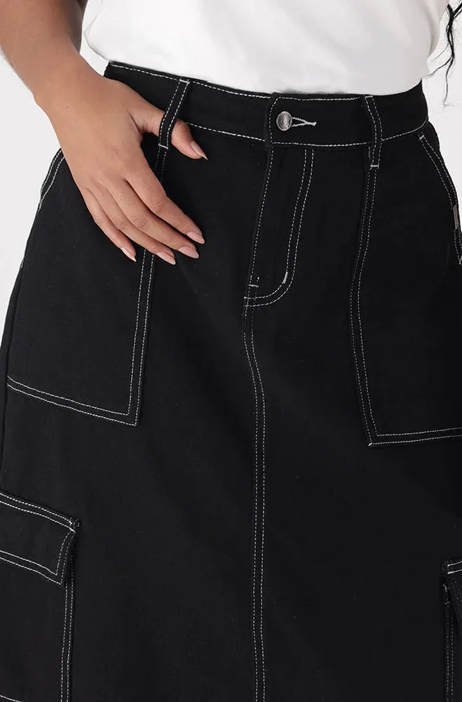 Rae Utility Denim Skirt _ 149155 _ Black sold by Dunns product image thumbnail 3