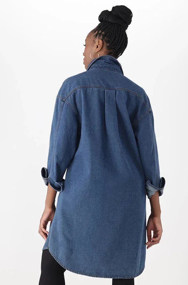 Estie Denim Shirt Dress _ 147871 _ Mid Wash sold by Dunns product image thumbnail 4