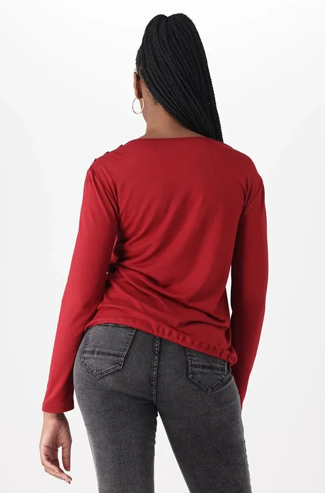 Tori Drawcord Top _ 148495 _ Red sold by Dunns product image thumbnail 3