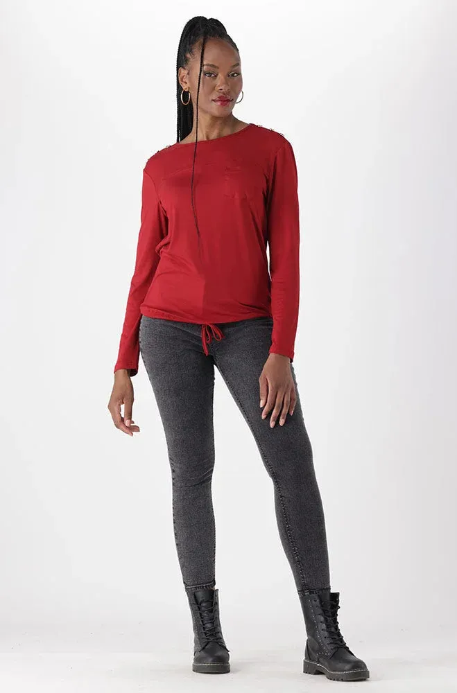 Tori Drawcord Top _ 148495 _ Red sold by Dunns product image thumbnail 4