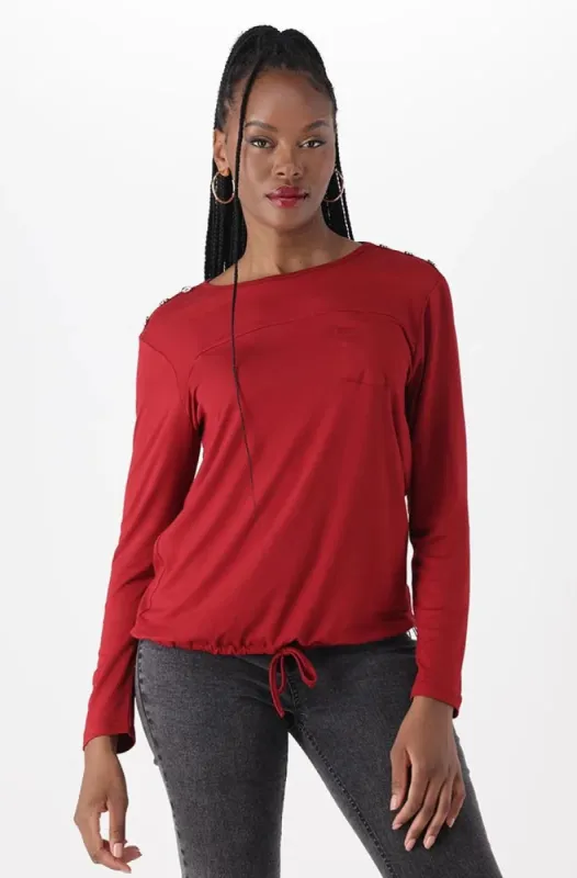 Tori Drawcord Top _ 148495 _ Red sold by Dunns