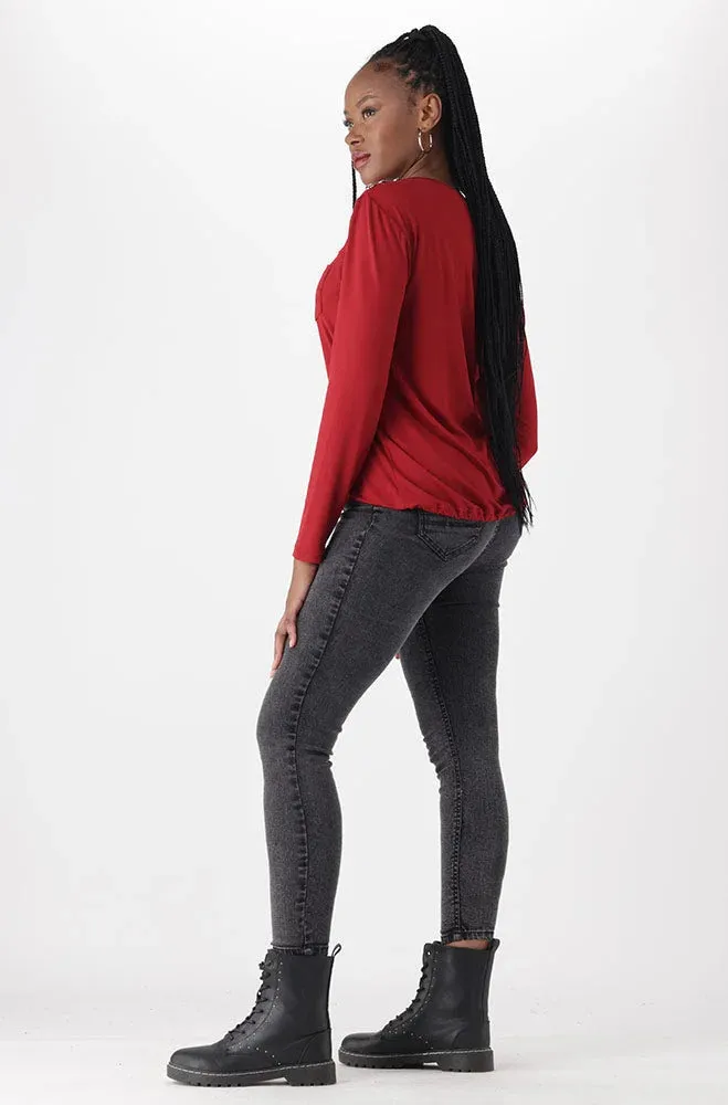 Tori Drawcord Top _ 148495 _ Red sold by Dunns product image thumbnail 5