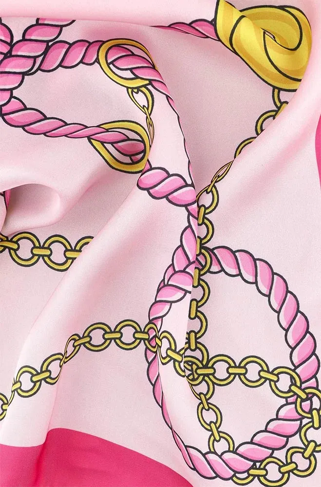 Tara Chain Print Satin Scarf _ 149229 _ Pink sold by Dunns product image thumbnail 4