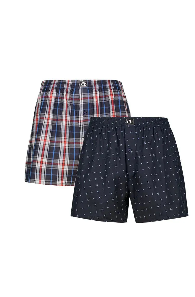 Reid Woven Boxers - 2 Pack _ 139942 _ Navy sold by Dunns