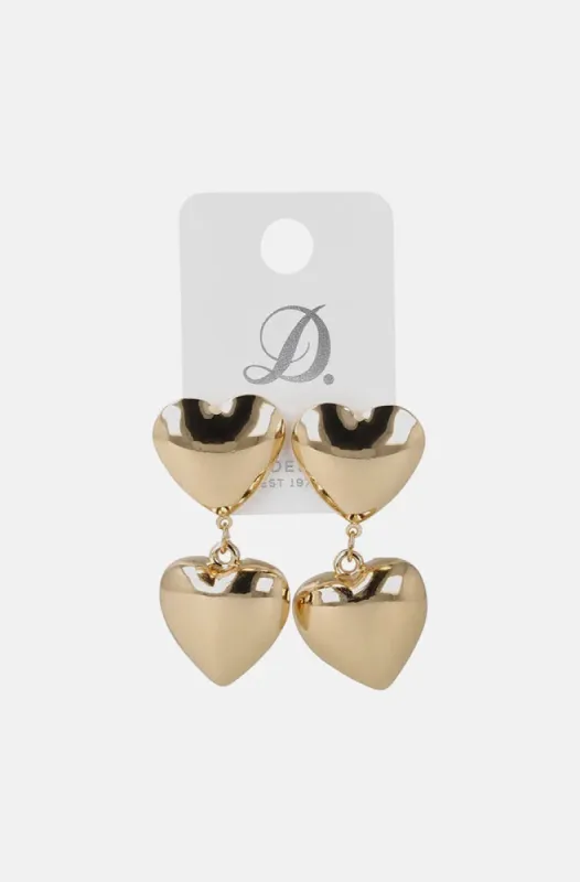 Leona Heart Stacked Earrings _ 149611 _ Gold sold by Dunns